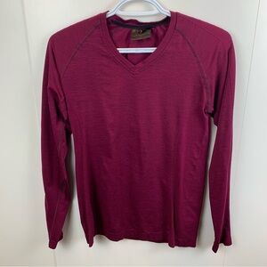 Alphalete Women's M Magenta Long Sleeve Compression V-Neck Tee Workout T-Shirt